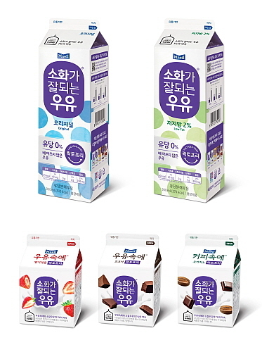 매일유업 소화가 잘되는 우유 2종 및 우유속에 락토프리 3종 컷...<사진=매일유업 제공>